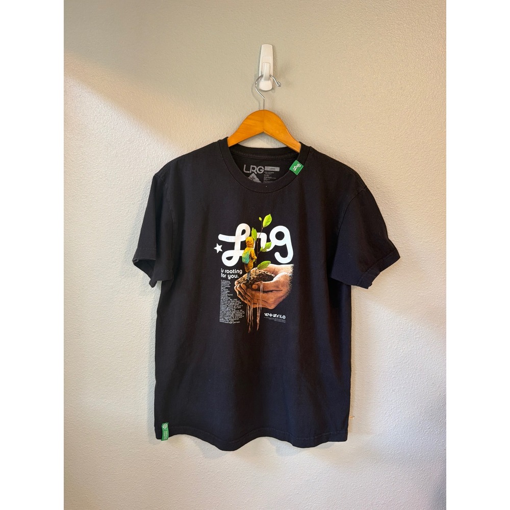 LRG Graphic T-Shirt Mens Large Black Rooting For You Streetwear Cotton Tee